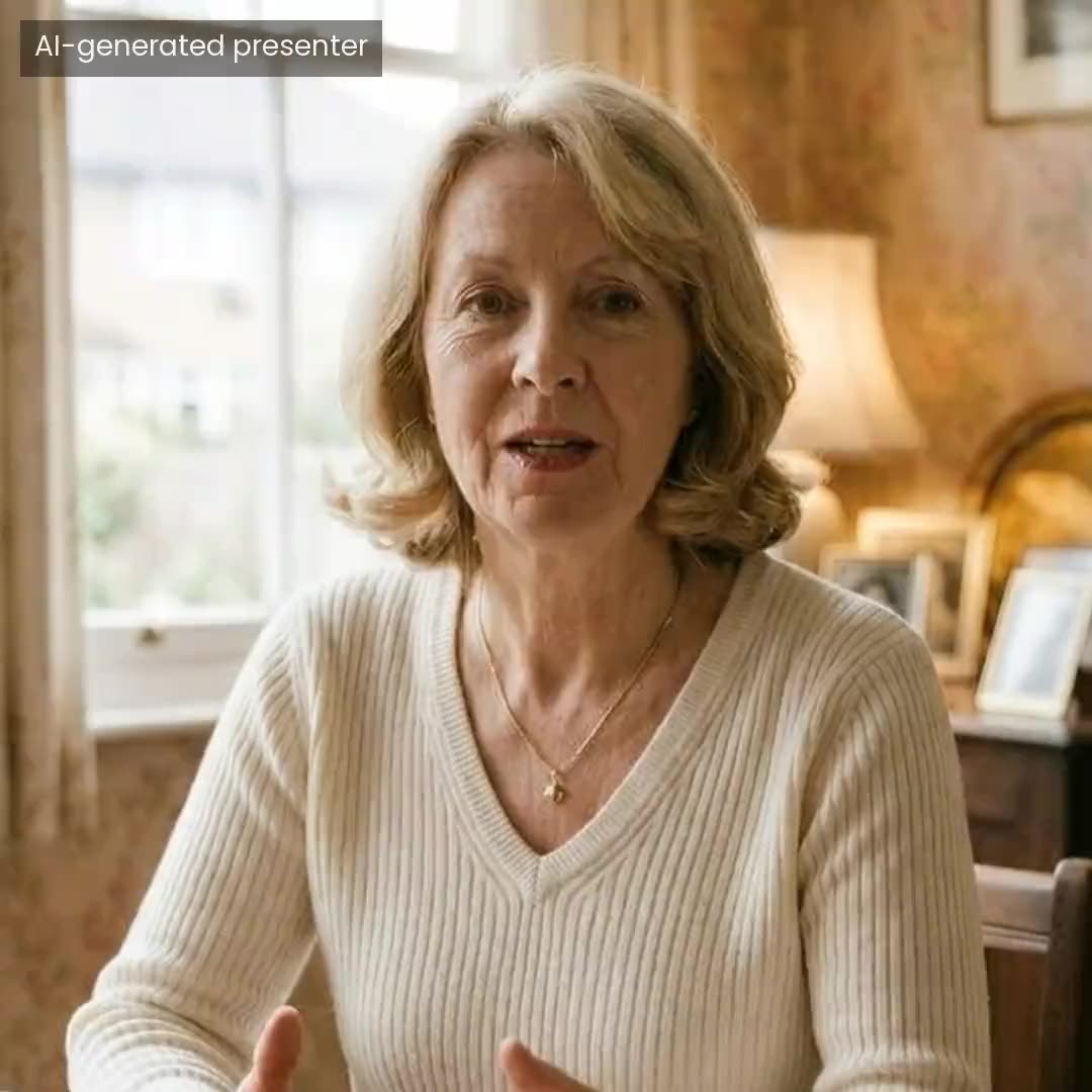A ClearLegacy presenter at a kitchen table, mid-sentence.